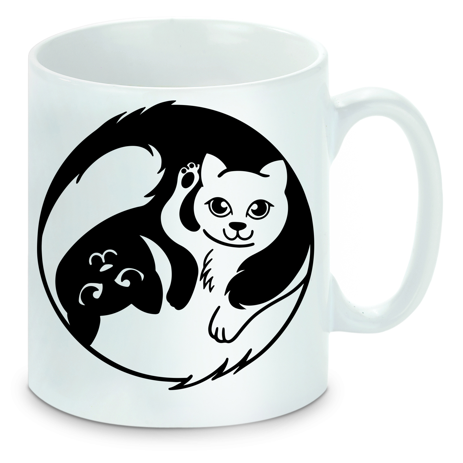Tasse einfarbig Yin Yang Katze