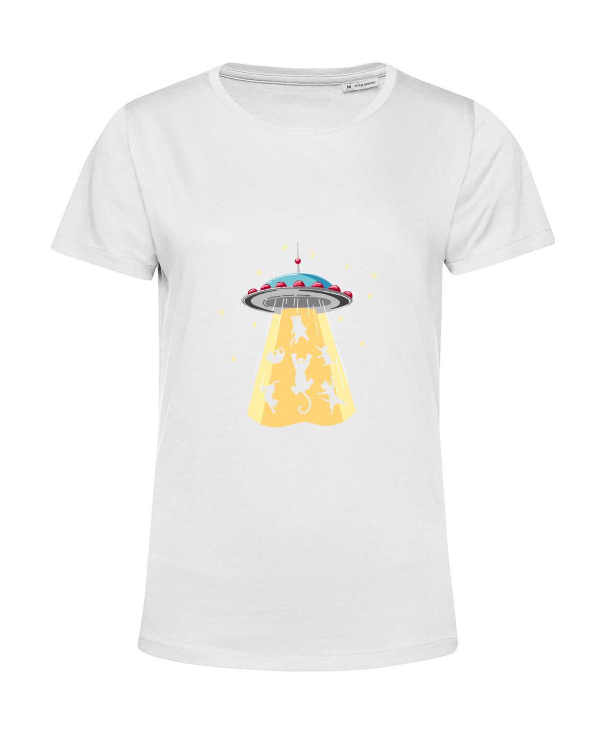 Nachhaltiges T-Shirt Damen Katzen - Beam me up UFO