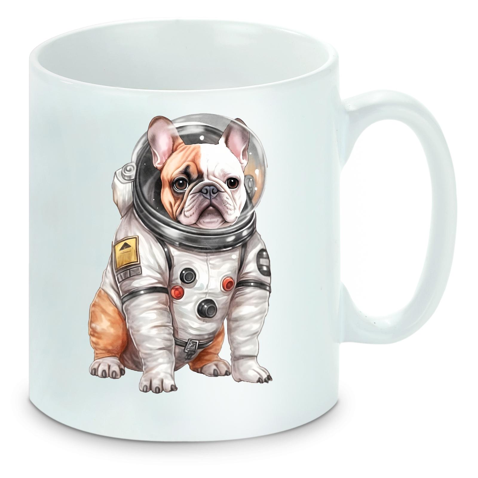 Tasse einfarbig Hunde - Französische Bulldogge im Raumanzug