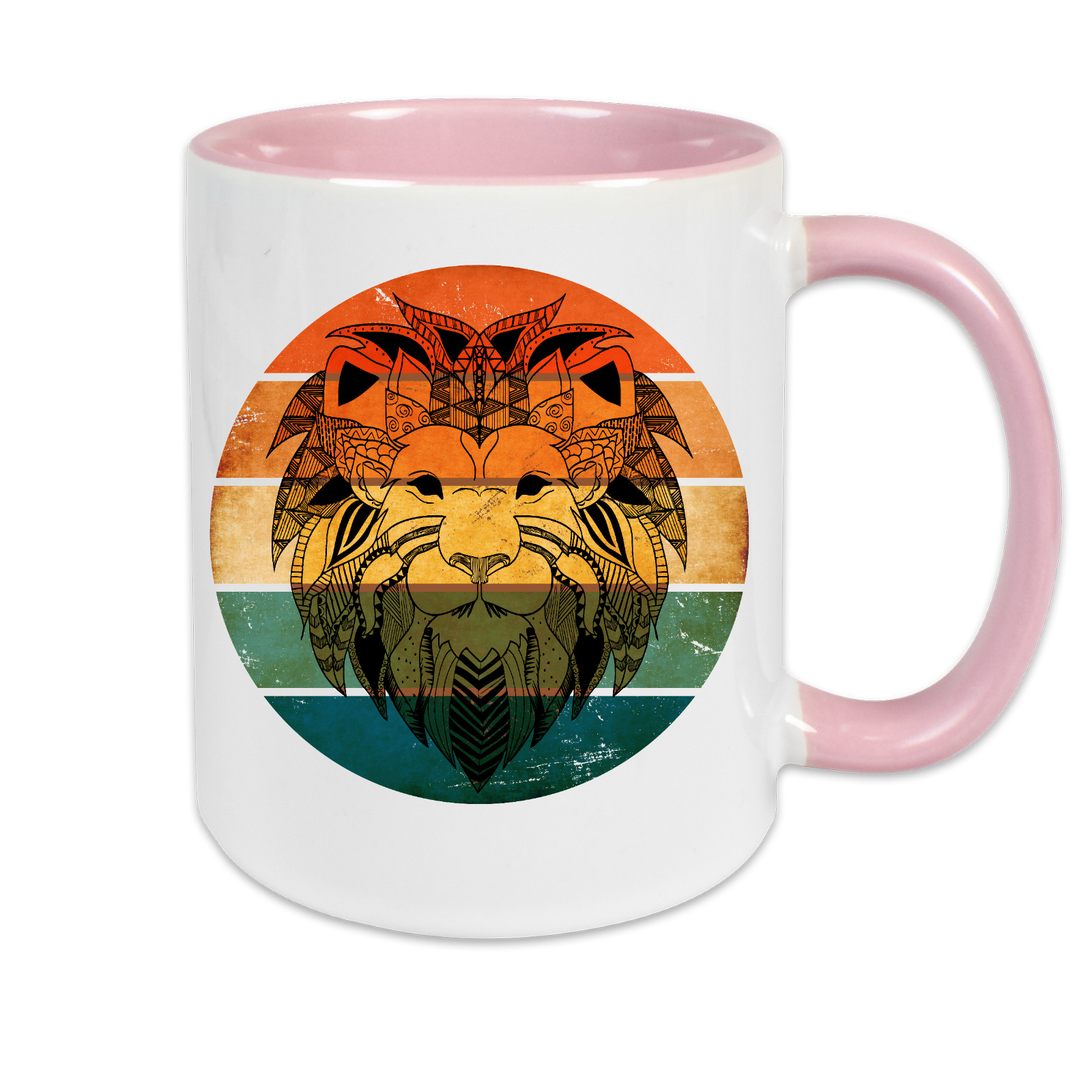 Tasse zweifarbig Löwengesicht