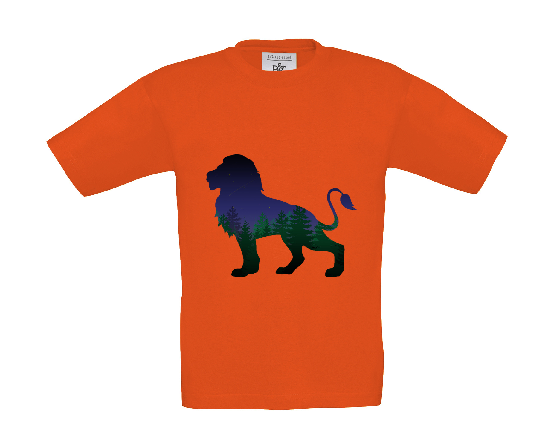T-Shirt Kinder Stolzer Löwe Wald Collage