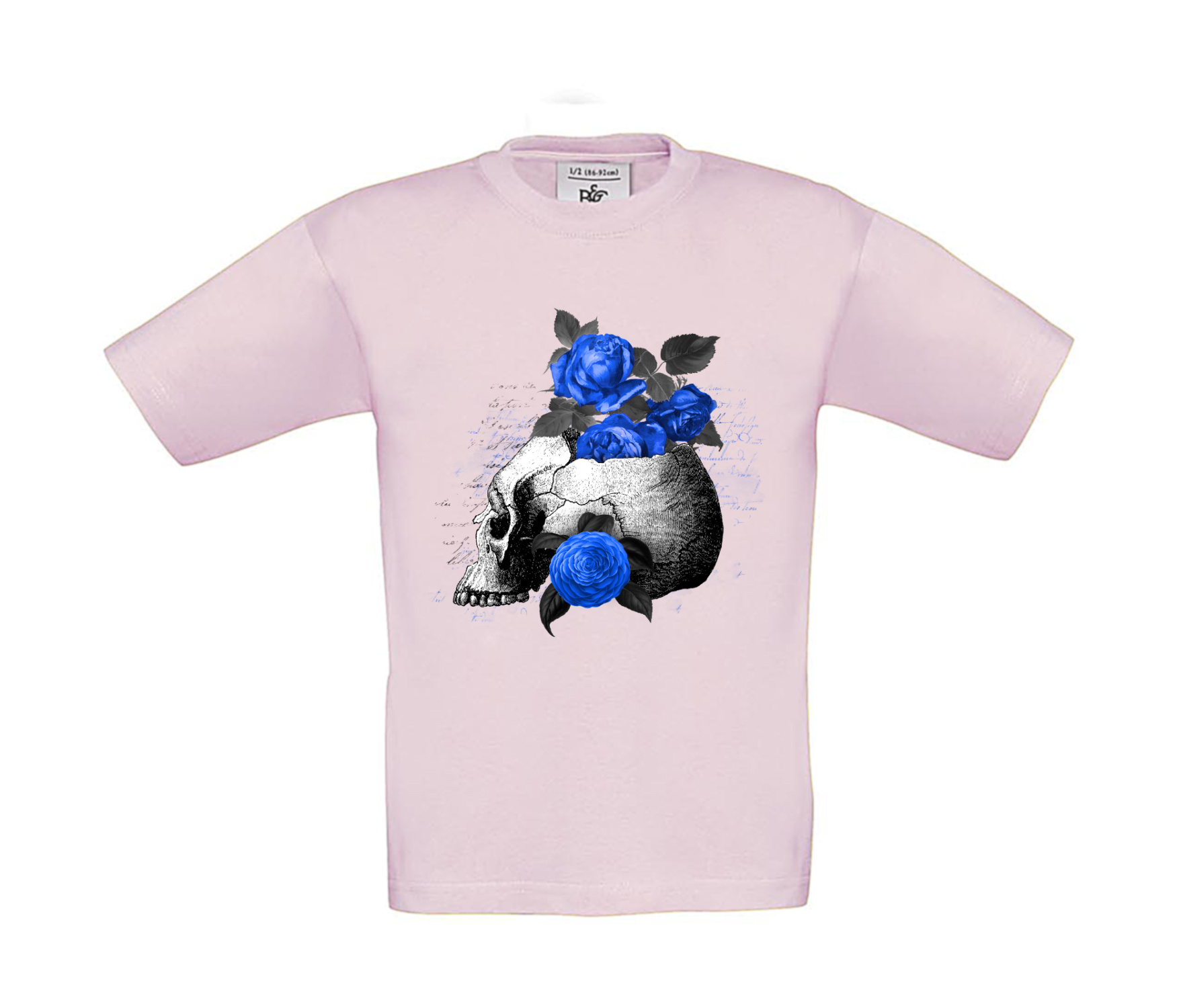 T-Shirt Kinder Totenkopf Royal Blumen 1